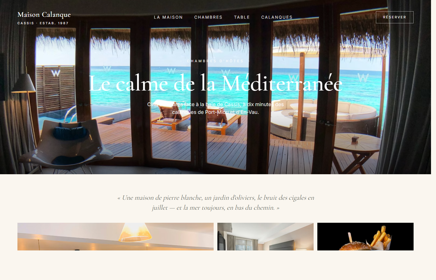 Site internet Maison Calanque — Chambres d'hôtes Cassis